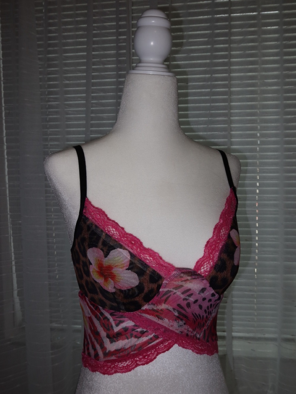 I.AM.GIA Pink Floral Leopard Lace Bralette